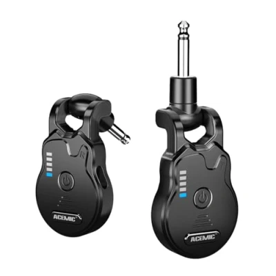 Image de ACEMIC Système de Guitare Sans Fil 2,4 GHz, Émetteur et Récepteur Fil, Rechargeable 4 Canaux Audio pour Guitare, Basse, Instruments Électriques, G1