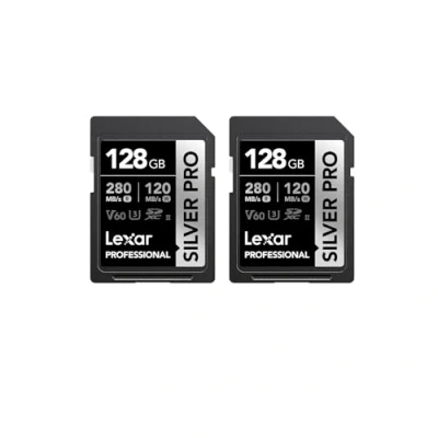 Image de Lexar Silver Pro Carte SD 2x128Go, mémoire UHS II, V60, U3, C10, Jusqu&#039;à 280Mo/s en lecture/120Mo/s écriture, SDXC pour DSLR/caméra/Photographe/vidéaste/passionné(LSDSIPR128G B2NAA)