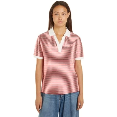 Image de Tommy Hilfiger OPEN Placket Tshirt imprimé, Femme, Taille: XL, Fierce red/white