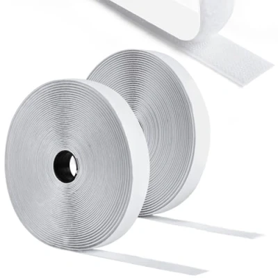 Image de Romon Rubans Adhésifs,5M Scratch Autocollant Double Face, 20 mm de Large Bande Agrippantes Adhésives Puissant Hook Loop pour Ménage, Bricolage Et l&#039;artisanat Blanc