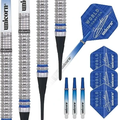 Image de Unicorn 2019 Edition Gary Anderson World Champion Soft Tip Darts Fléchettes à Pointe Souple Mixte, Bleu, 20 g