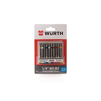 Image de Würth Assortiment de 10 embouts 1/4&quot; avec clip ceinture (réf. 0614250010)