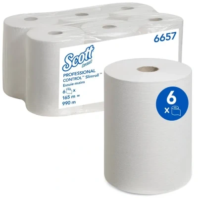 Image de Essuie mains roulés Scott Slimroll 6657 6 x rouleaux de 165 m (990 au total)