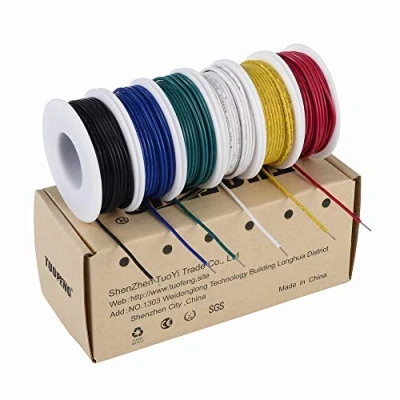 Image de Kit de fil solide TUOFENG 22 AWG, (6 bobines 9 mètres couleur différente) raccordement pour cavalier calibre