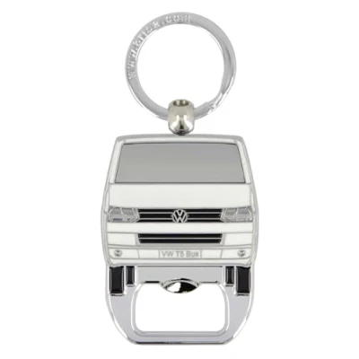 Image de BRISA VW Collection porteclés Anneau Volkswagen avec Accessoire et ouvrebouteille au Design du Combi T5 (Face Combi/Blanc)
