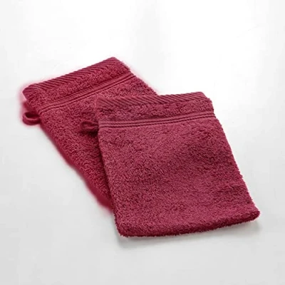 Image de douceur d&#039;intérieur, 2 Gants de Toilette (15 x 21 cm) Tendresse Rubis, Eponge Unie