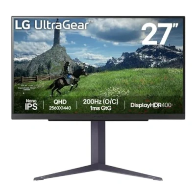 Image de LG Ultragear™ 27GS85Q B Ecran PC Gaming 27&quot; Dalle IPS résolution QHD (2560x1440), 1ms 180Hz (200Hz O/C), DisplayHDR™ 400, DCI P3 98% (CIE1976), AMD FreeSync, Compatible NVIDIA G Sync