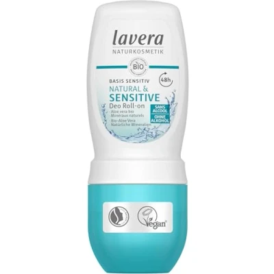 Image de lavera basis sensitiv NATURAL &amp; SENSITIVE Deo roll on à l&#039;aloe vera bio et aux minéraux naturels 48 heures de protection fiable doux pour la peau 0% sels d&#039;aluminium cosmétiques vegan (1 x 75 ml)