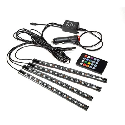 Image de Technaxx Éclairage intérieur de Voiture avec Adaptateur 12V TX 140 Bandes LED Multicolores, 8 Couleurs Vives, intensité Variable, Microphone intégré, télécommande 4 Modes Musique