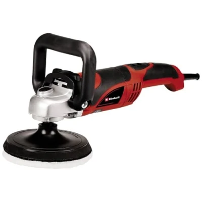 Image de Einhell Ponceuse polisseuse CC PO 1100/150 E (1 100 W, système de blocage l’arbre, fixation auto agrippante, avec 1 plateau en mousse, 2 bonnets polissage synthétiques, 6 feuilles abrasives)