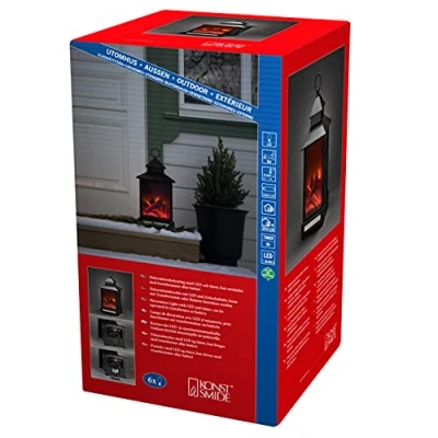 Image de Konstsmide Christmas lights lanterne de cheminée à piles 24,5 x 42 cm IP44 noir
