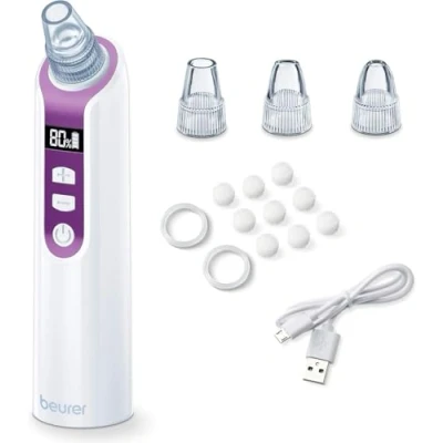 Image de Beurer FC 41 Appareil anti points noirs, éliminateur électrique de noirs pour un nettoyage des pores profond, 5 niveaux d&#039;intensité et 3 têtes, convient à tous les types peau