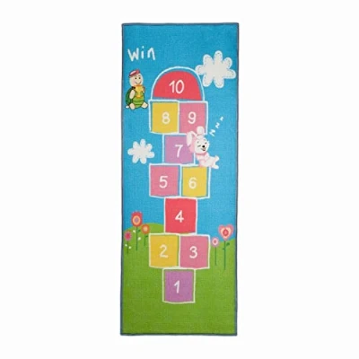 Image de Relaxdays Tapis de marelle, 180 x 70 cm, 10 Cases, à Poils Courts, Dessous caoutchouté, Jeu éducatif, Multicolore