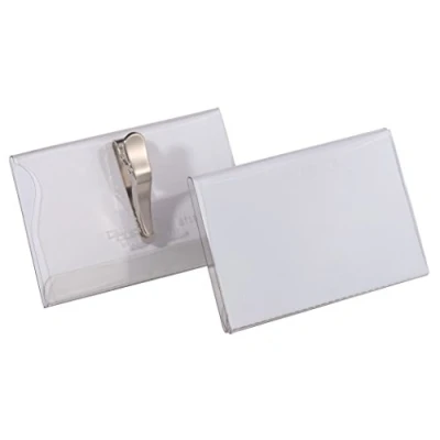 Image de Durable 811119 Porte badge Universel Fixation par Pince Crocodile pour Insertion Format 54 x 90 mm Plastique Résistant Transparent Boîte de 25