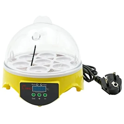 Image de Couveuse à Oeufs, Contrôle de la Température Poussins avec écran Digital LED Machine Couver Les Canards Oiseaux pour Cailles Oeufs (7 Oeufs)