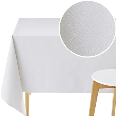 Image de KP HOME nappe rectangulaire en PVC facile à nettoyer, 250 x 140 cm, lignes de tableau bord minimaliste, plastique imperméable, table salle manger gris classique