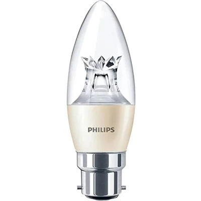 Image de Philips Master Ampoule bougie LED 6 W Équivalent 40 Compatible variateur d&#039;intensité Baïonnette B22, New Single, B22
