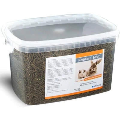 Image de Alfavet RodiCare Basic, granulés aux Herbes, Riches en Fibres brutes, complément Alimentaire pour cochons d&#039;Inde et Lapins, Seau de 4 kg