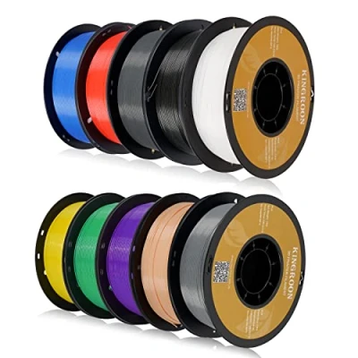 Image de Kingroon Filament PLA pour imprimante 3D, précision dimensionnelle +/ 0,03 mm, bobine de 10 kg (22 lbs), 1,75 noir, blanc, gris, rouge, bleu, vert, jaune, peau, violet, argent