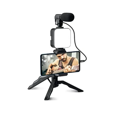 Image de Kit Vlogger Trépied + Micro Flash pour Smartphone ML305578 Noir