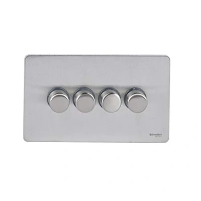 Image de Schneider Electric Ultimate GU6442LSS Plaque plate sans vis avec variateur d&#039;intensité LED 4 voies 75 W/VA