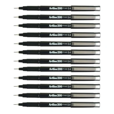 Image de Artline A2001 Lot de 12 feutres encre à base d&#039;eau, pointe 0,4 mm Noir
