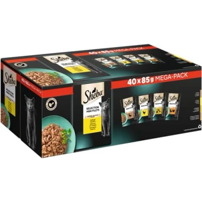 Image de Sheba Nourriture Humide pour Chat Selection en Sauce, 40 sachets de x 85 g (1 Grand Paquet) Humide, volaille Variante avec Canard, Poulet, et Dinde