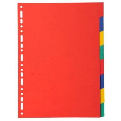 Image de Exacompta Réf. 2008E Carton de 25 Intercalaires en carte coloris vifs recyclée 220g/m2 avec 8 onglets neutres Format à classer A4 Dimensions 22,5 x 29,7 cm