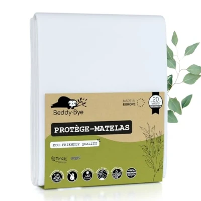 Image de Protège Matelas 140x190 40 cm Qualité Supérieure Oeko TEX® Alèse Imperméable en Fibre Luxe Tencel™ Écologique Forme Drap Housse