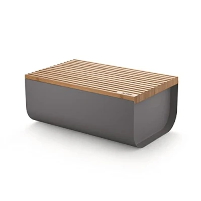 Image de Alessi Bread Bin with Chopping Board Mattina Dark Grey BG03 DG by Big Game