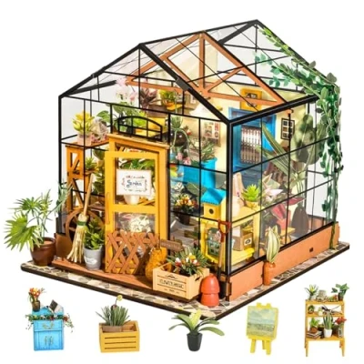Image de Rolife Maison Miniature à Construire Maquette en Bois Échelle 1:24 avec Lumière LED Bricolage Kit DIY Adulte Enfant Décoration de Poupée Bibliothèque Puzzle 3D Diorama Idée Cadeau
