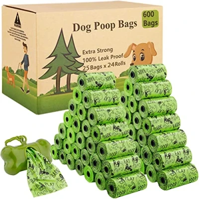 Image de MAISITOO Sacs Ramasse Crottes, 600 de Caca Chien Merde compostables Extra Épais en Mélange D&#039;amidon Maïs, avec 1 Distributeur Sac, étanches, Larges, épais, bleu