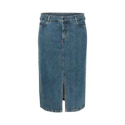 Image de Kaffe Curve Diana Jupe en jean, Femme, Taille: 50, Blue denim