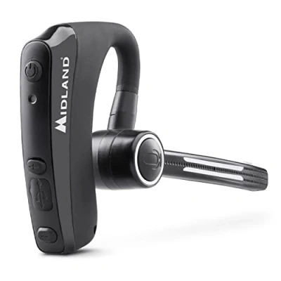 Image de Midland C1521 Double Casque Bluetooth avec PTT intégré pour Une Communication Mains Libres, Mono Microphone Serre tête, Suppression du Bruit