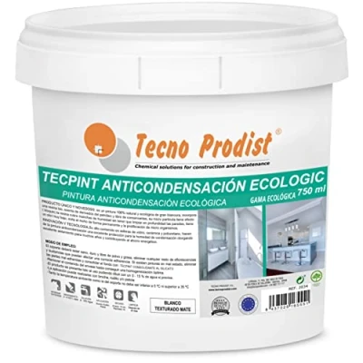 Image de Tecno Prodist TECPINT anti condensation ECOLOGIC de (750 ml) Peinture écologique intérieur extérieur à base d&#039;eau, 100% Naturel, Murs et Plafonds, Respirant Sans Odeur(BLANC)