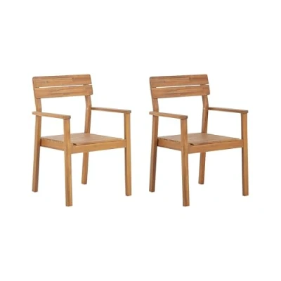Image de Chaises de Jardin en Bois d&#039;Acacia avec Accoudoirs Style Rustique Lot 2 Fornelli