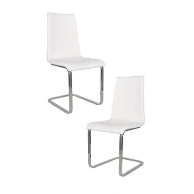 Image de t m c s Tommychairs Set 2 Chaises Cantilever Berlin avec Pieds en Acier chromé à Haute résistance et Assise Bois Multicouche, rembourrée revêtue Cuir Artificial Blanc