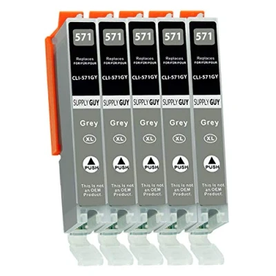 Image de Supply Guy 5 Cartouches d&#039;encre avec Puce Compatible Canon CLI 571 (Gris) pour Pixma MG7750 MG7751 MG7752 MG7753 TS8050 TS8051 TS8052 TS8053 TS9050 TS9055