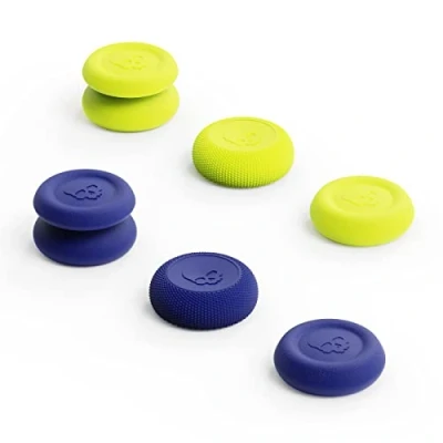 Image de Skull &amp; Co. Skin, CQC and FPS Thumb Grip Set Joystick Cap Analog Stick for Nintendo Switch Pro Controller PS5 / PS4 Slim/Pro Blue/Neon Yellow, 3Pairs(6pcs)