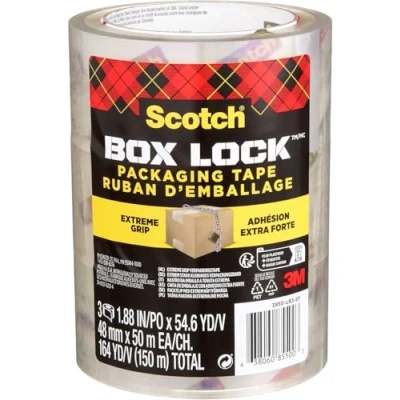 Image de ScotchBox Lock Ruban d&#039;emballage 3 Rouleaux, 48 mm x 50 m d&#039;expédition, solide