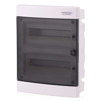 Image de Intratec Coffret de distribution encastré, IP40 Boîtier intérieur avec porte transparente, pour installation en milieu sec, 2 rangées, 24 modules, 357 x 283 106 mm