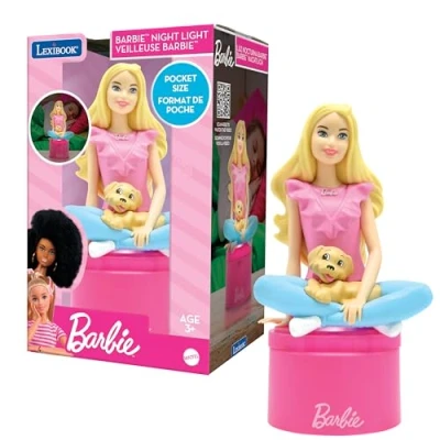 Image de Lexibook, Barbie, Veilleuse de Poche LED pour Chambre d&#039;enfants, lumière Douce, à Piles, Rose, NLJ01BB