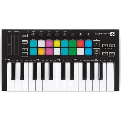 Image de Novation Launchkey Mini [MK3] — Clavier maître MIDI USB portable de 25 touches avec intégration STAN. Mode d&#039;accords fixes et arpégiateur pour la production musicale
