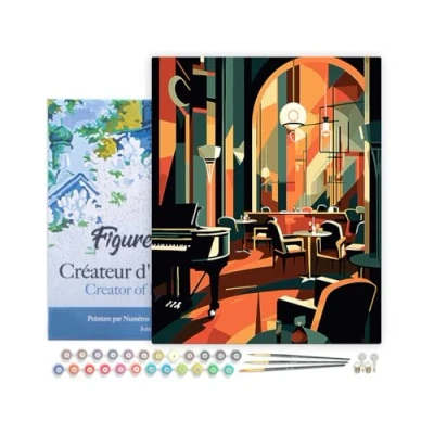 Image de Figured&#039;Art Peinture par Numéro Adulte avec Cadre Club Art Déco Activité Manuelle Kit de Loisir Créatif DIY d&#039;Art Complet 40x50cm toile tendue sur châssis