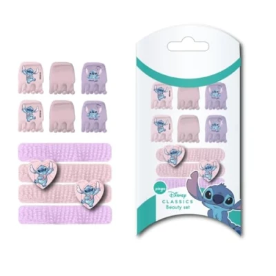 Image de Set de beauté Stitch Comprend 6 épingles à cheveux et 4 chouchous Couleur rose violet Multicomposition Design inspiré Produit original conçu en Espagne