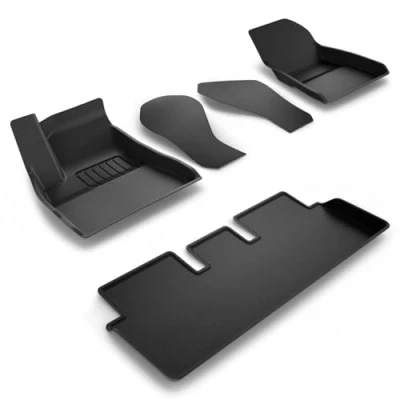 Image de Spigen Tesla Model 3 Highland 2024 Tapis de Sol en Moquette Supérieure, TPE Protection Anti Dérapants et Étanches Toutes Saisons pour Accessoires Édition Carbone