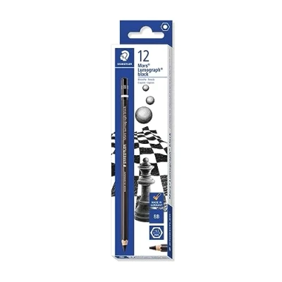 Image de Staedtler Mars Lumograph Black, crayons graphite 8B enrichis en carbone, Pour artistes et dessinateurs, Étui carton avec 12 8B, 100B VE