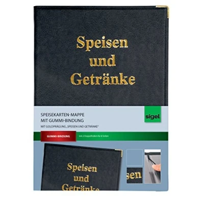 Image de Sigel Menus Classeur avec or gravé et reliure en caoutchouc Pour format A4 1 pièce noir
