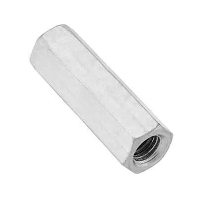 Image de 5 pièces M12 longues écrous de tige, écrou d&#039;accouplement hexagonal, manchon hexagonal en acier au carbone pour tige filetée continue(M12 * 50 côté opposé 15)