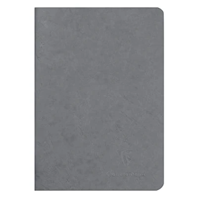 Image de Clairefontaine 733105C Collection Age Bag Un Carnet Agrafé Gris A5 14,8x21 cm 96 Pages Unies Blanches Papier 90 g Couverture Carte Lustrée Grain Cuir
